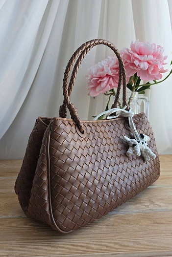 Кожаная сумка Bottega Veneta Basket 30x20 см - Brown   