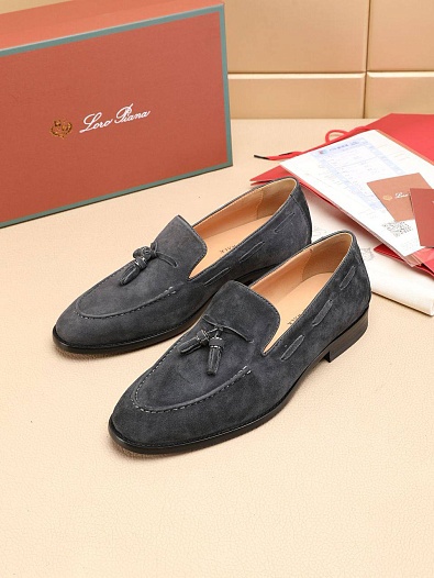 Замшевые лоферы Loro Piana tassel - Grey   