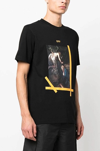 Чёрная оверсайз футболка Off-White Caravaggio Arrows   