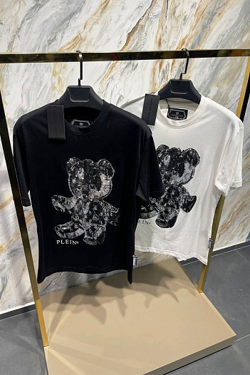 Мужская чёрная футболка Philipp Plein Teddy Bear   
