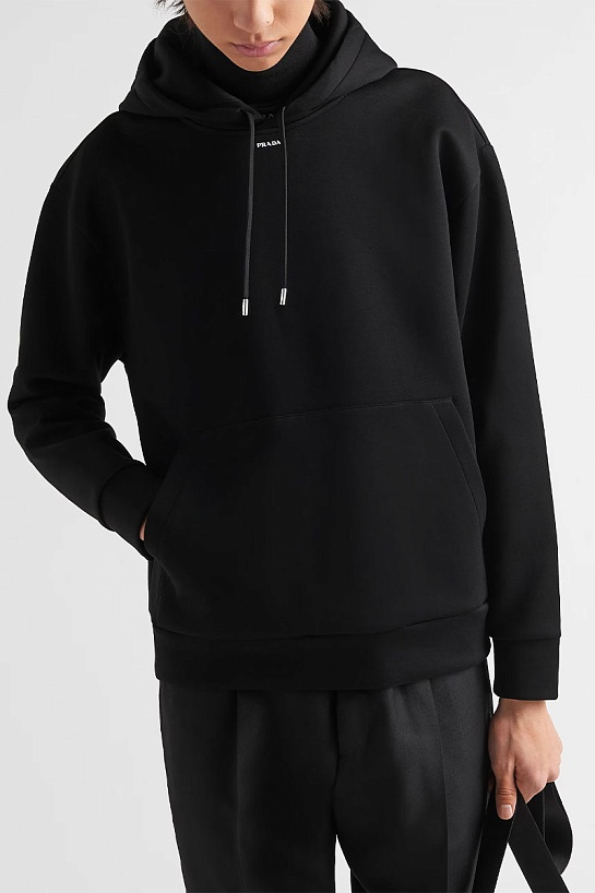 Мужское чёрное худи Prada technical cotton
