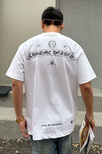 Белая оверсайз футболка Chrome Hearts Premium   
