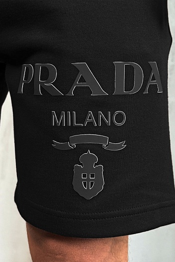 Мужские шорты Prada Milano logo-print - Black   