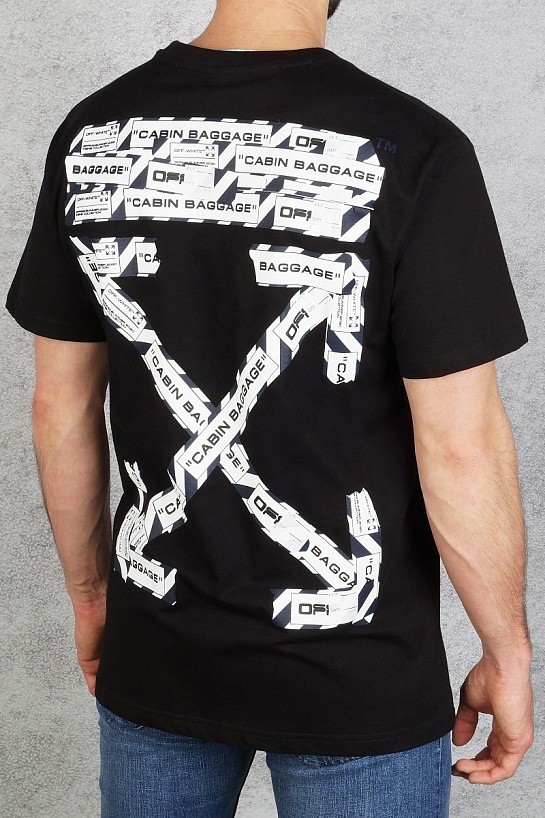 Чёрная оверсайз футболка Off-White "Cabin Baggage"