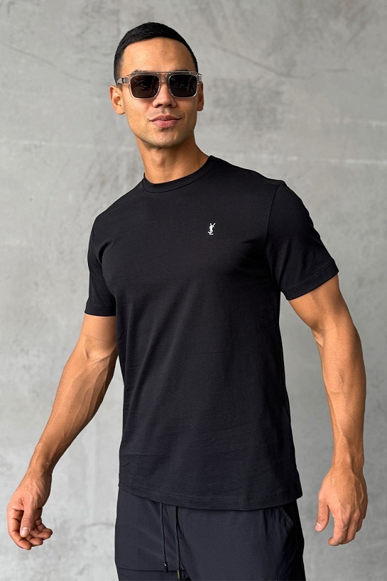 Мужская футболка Yves Saint Laurent logo-embroidered - Black