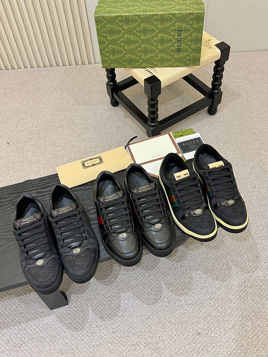 Кожаные кроссовки Gucci GG Screener - Black