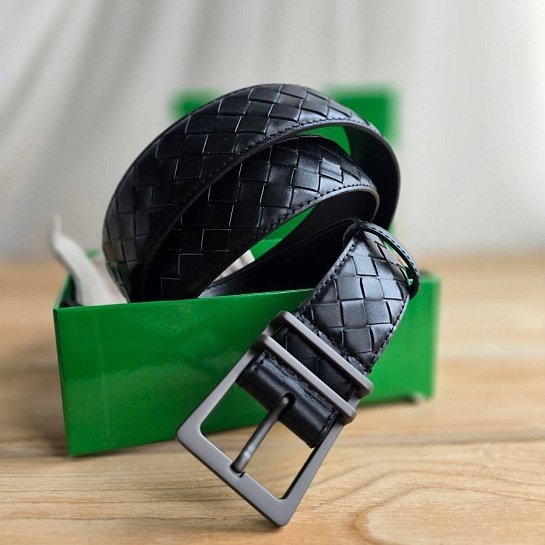 Кожаный чёрный ремень Bottega Veneta - длина 100 / 105 см