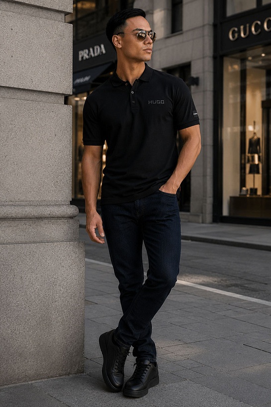 Мужское чёрное поло Hugo Boss