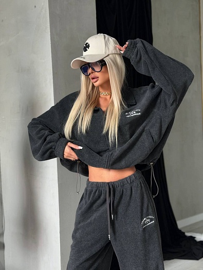 Женский серый костюм Chrome Hearts premium   