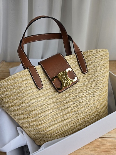 Плетёная сумка с кожаной отделкой Celine 30x18 см   