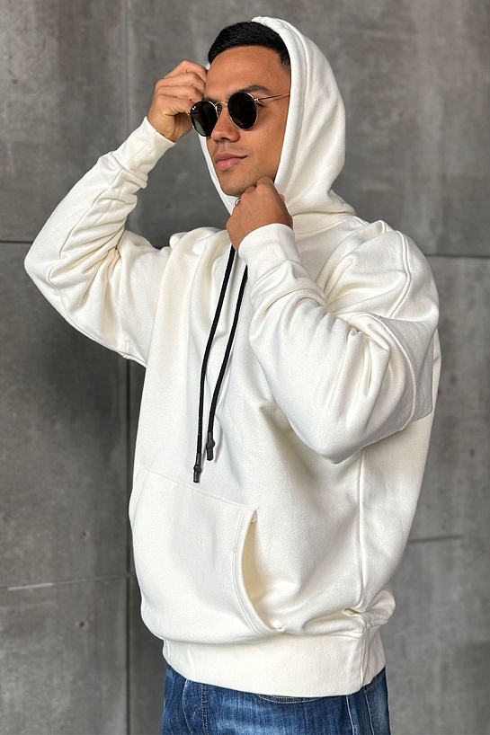 Утеплённое оверсайз худи Palm Angels "Pirate Bear" - White