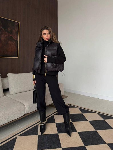 Женский костюм тройка на флисе Schiaparelli premium - Black   