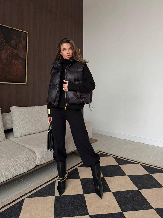 Женский костюм тройка на флисе Schiaparelli premium - Black