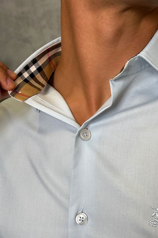 Мужская рубашка Burberry logo-embroidered - Blue