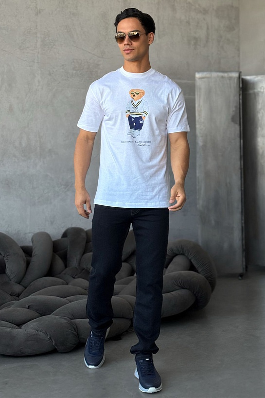 Мужская белая футболка Роlо Ralрh Lаurеn "Bear"