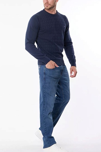 Мужской джемпер Tommy Hilfiger logo-embroidered - Navy   