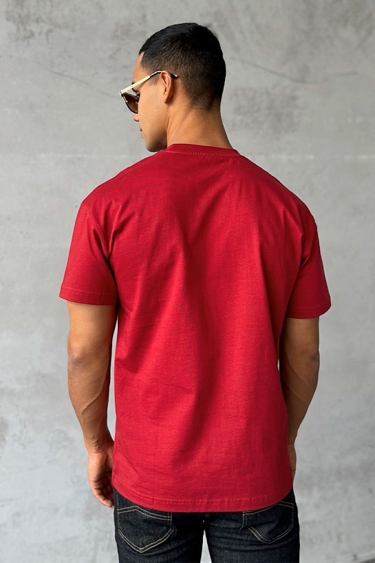 Мужская бордовая футболка Gucci logo-embroidered