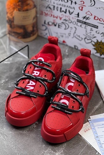 Красные кожаные кроссовки Dolce & Gabbana   