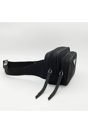 Чёрная сумка на пояс Prada 23x19x9 см   