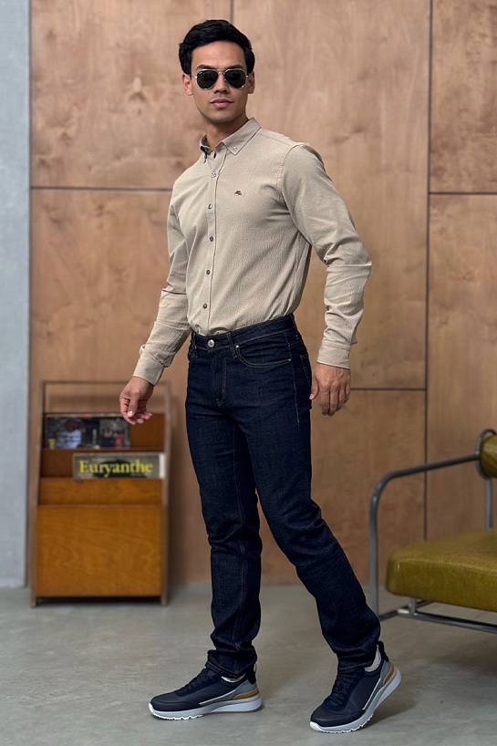 Мужские джинсы тёмно-синего цвета Brioni regular fit