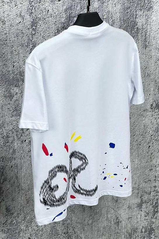 Мужская белая футболка Dior paint-splatter