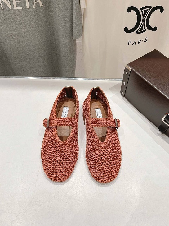 Женские плетёные балетки ALaia Premium - Red