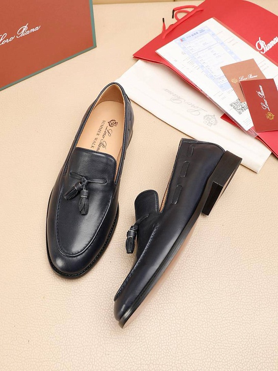 Кожаные лоферы Loro Piana tassel - Navy