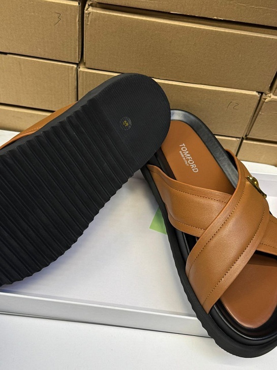 Кожаные шлёпанцы Tom Ford Preston - Brown