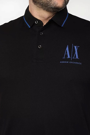Чёрное поло Armani Exchange embroidered-logo   
