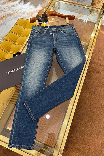 Мужские синие джинсы Dolce & Gabbana slim fit Premium   