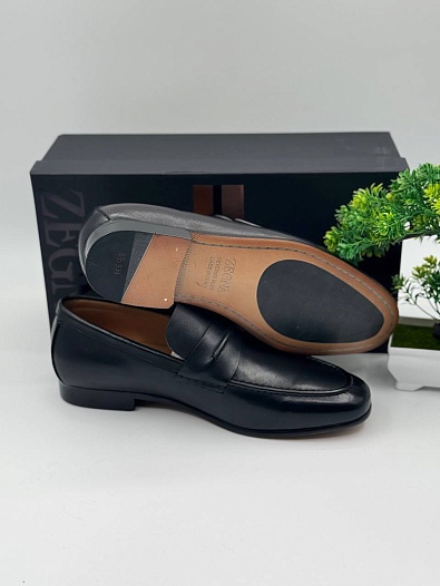 Чёрные кожаные лоферы Zegna   