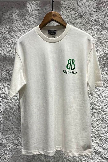 Мужская белая футболка Balenciaga graffiti-logo   