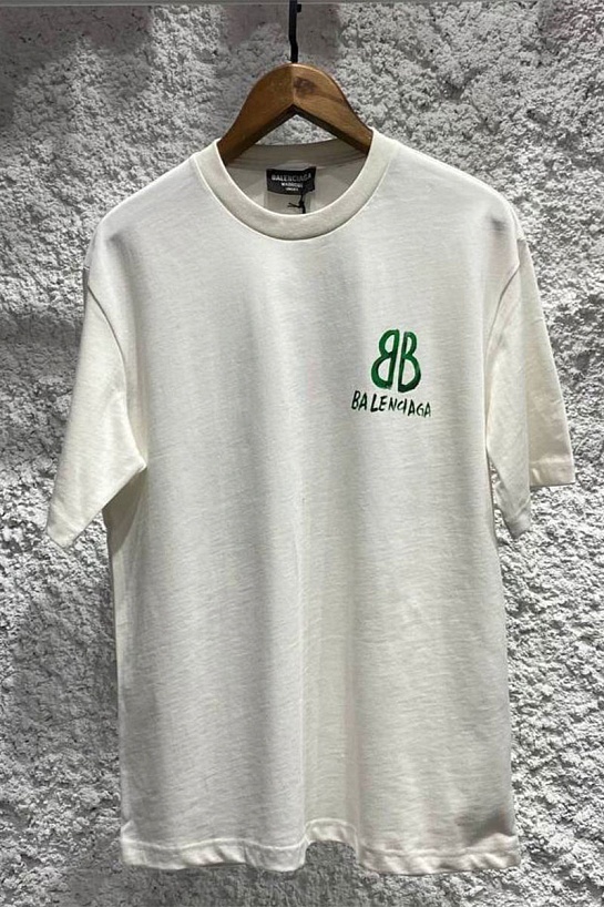 Мужская белая футболка Balenciaga graffiti-logo