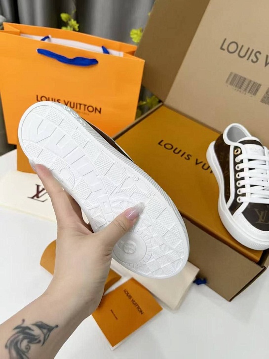 Женские кожаные кеды Louis Vuitton Premium - Brown