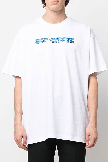 Белая оверсайз футболка Off-White Blue Metal Arrows   