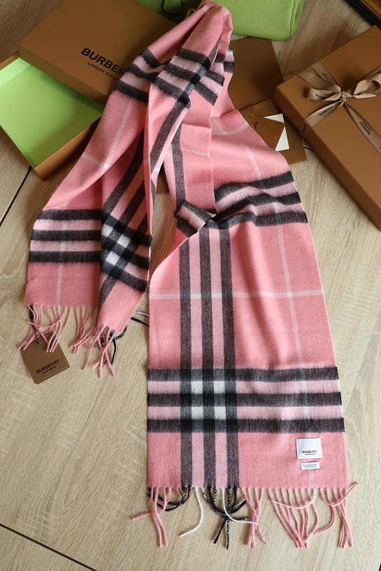 Шарф Burberry Check premium 168x30 см - Pink