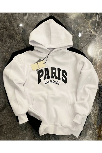 Худи белого цвета Balenciaga Paris logo-print   