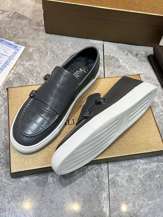 Мужские кожаные лоферы Billionaire серого цвета