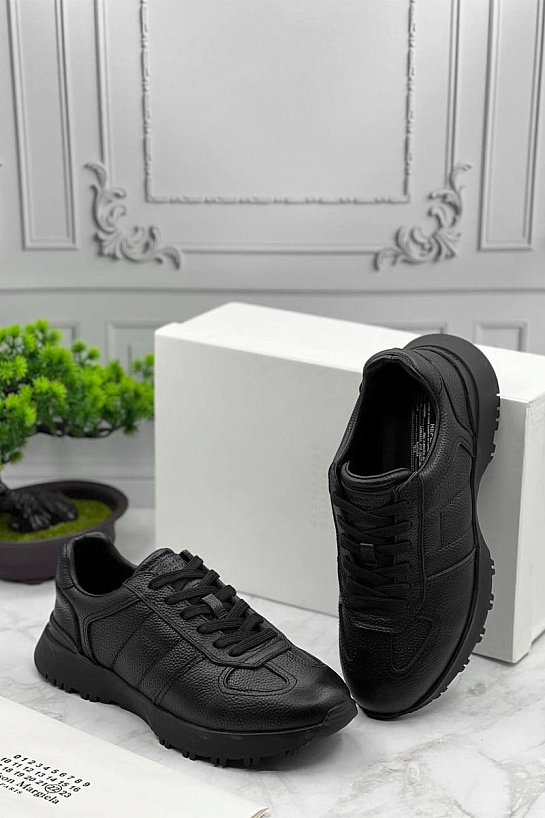 Кожаные кроссовки Maison Margiela Runner Evolution - Black