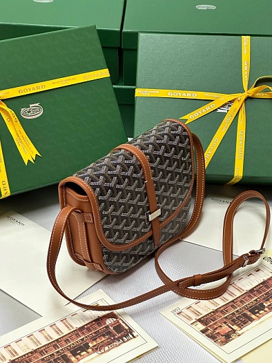 Кожаная сумка Goyard Belvedere Messenger PM premium 22x17x6 см   