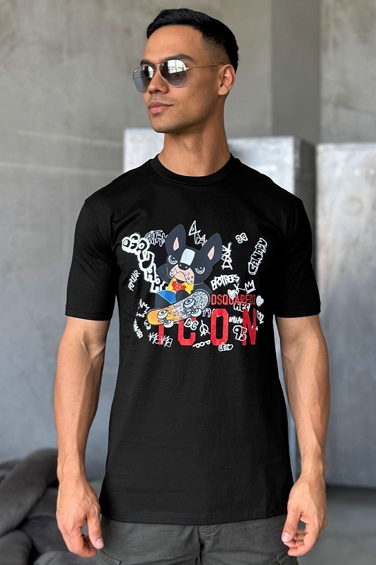 Чёрная оверсайз футболка Dsquared2 graffiti-print