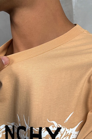 Бежевая оверсайз футболка Givenchy Barbed Wire-print   