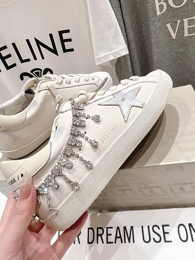 Женские кожаные кроссовки Golden Goose Super Star premium   