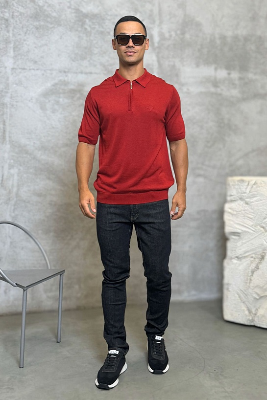 Мужское поло Stefano Ricci Eagle zip-neck - Red
