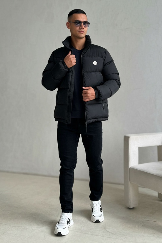 Утеплённая куртка Moncler Peuplier logo-patch - Black