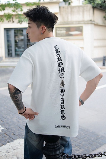 Белая оверсайз футболка Chrome Hearts Premium   