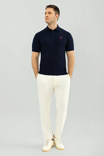 Мужское тёмно-синее поло Brunello Cucinelli premium   