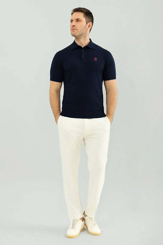 Мужское тёмно-синее поло Brunello Cucinelli premium