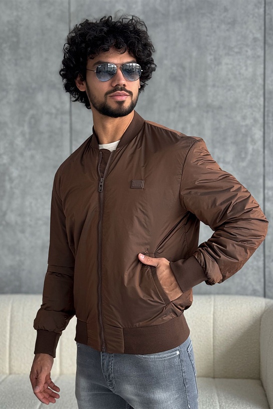 Мужской бомбер Dolce & Gabbana logo-plaque - Brown