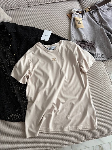 Женская бежевая футболка Celine premium   